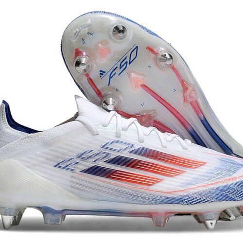 Crampons Adidas F50 Elite FG – Blanc/Bleu/Rouge