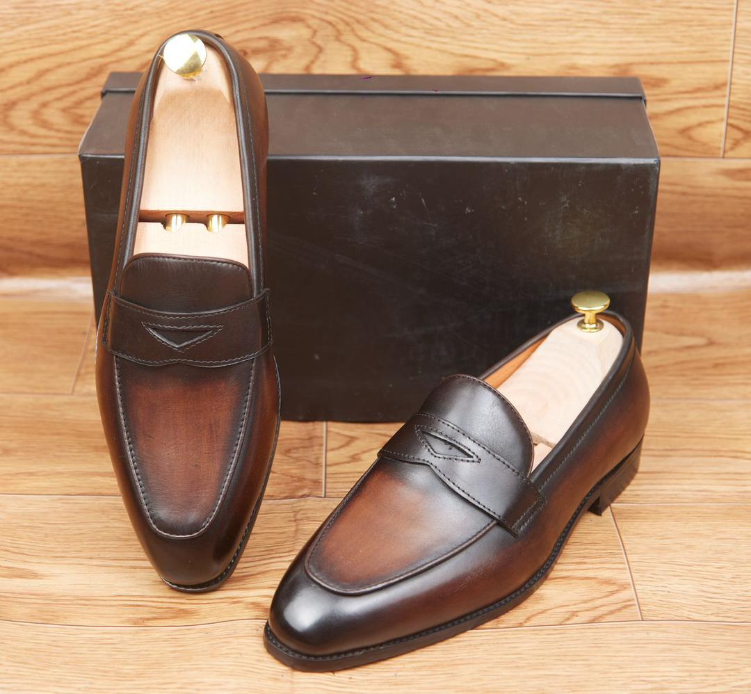 Mocassins Cuir Marron Patiné