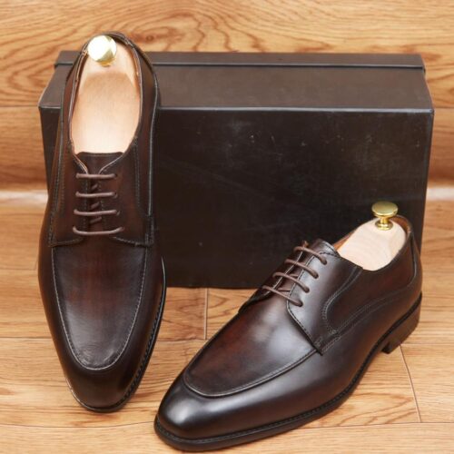 Derbies Cuir Marron Patiné