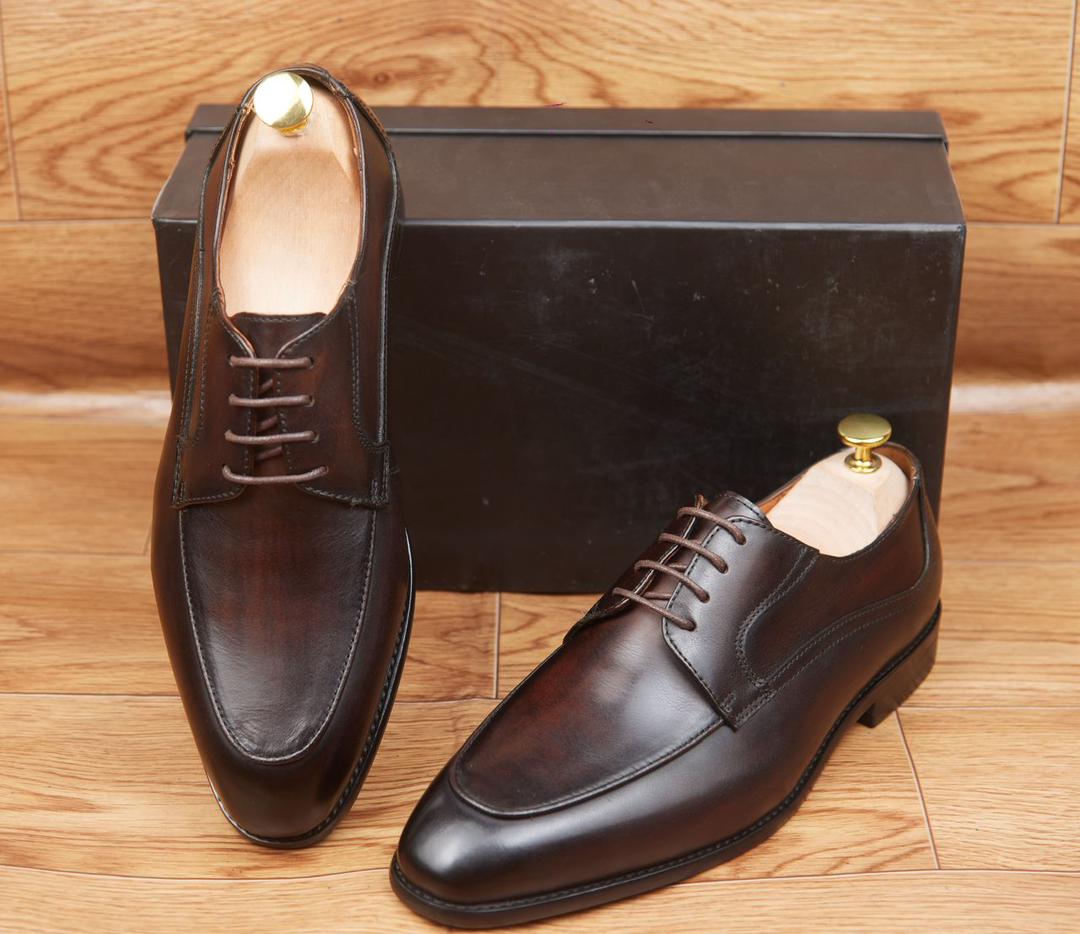Derbies Cuir Marron Patiné
