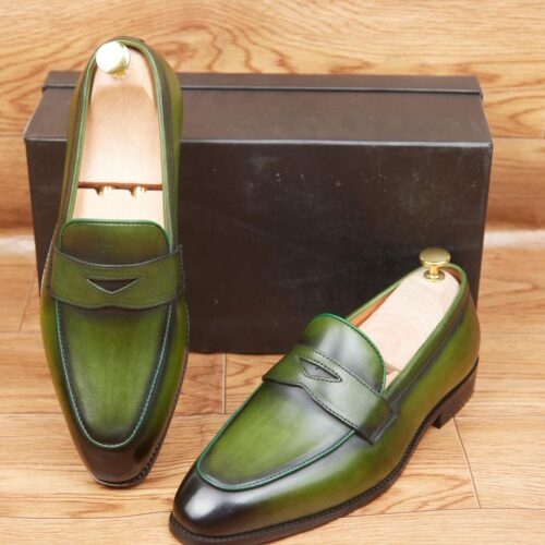 Mocassins Cuir - Vert Patiné