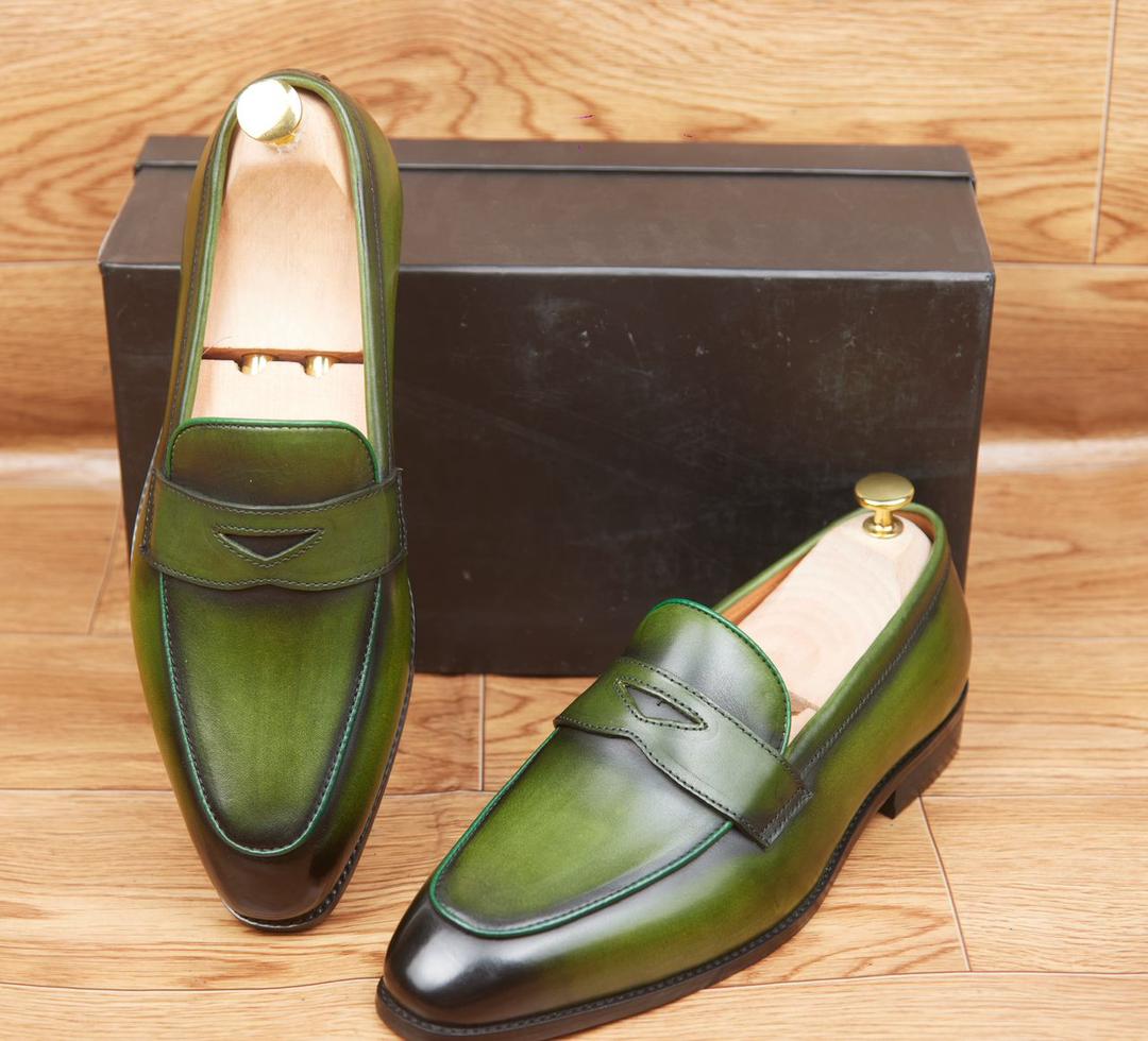 Mocassins Cuir - Vert Patiné