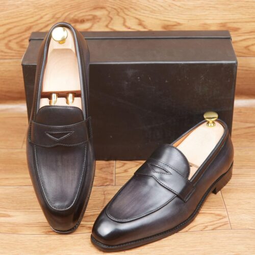 Mocassins - Cuir Noir Patiné