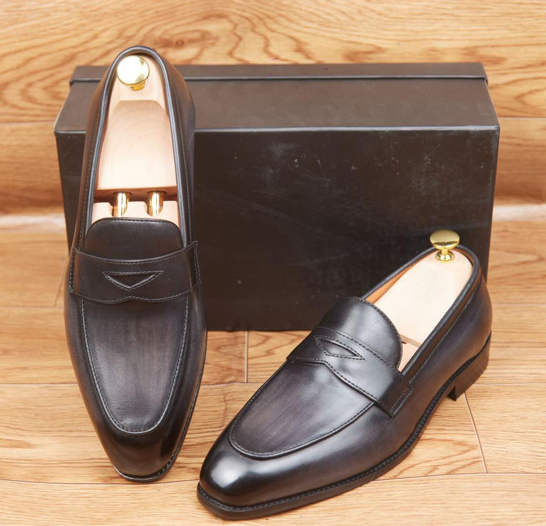 Mocassins - Cuir Noir Patiné