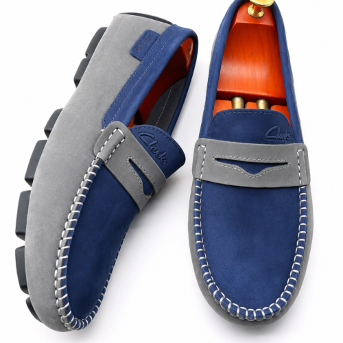 Mocassin Homme Bleu Gris