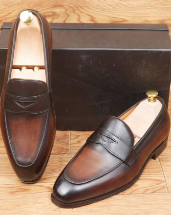 Mocassins Cuir Marron Patiné