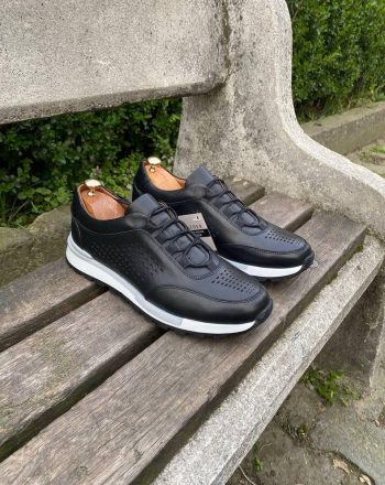 Sneakers élégantes en cuir noir pour homme