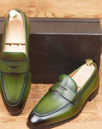 Mocassins Cuir - Vert Patiné