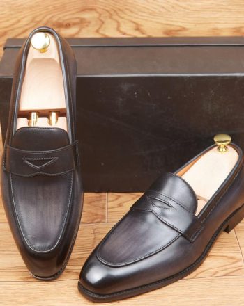 Mocassins - Cuir Noir Patiné