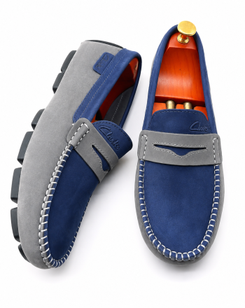 Mocassin Homme Bleu Gris